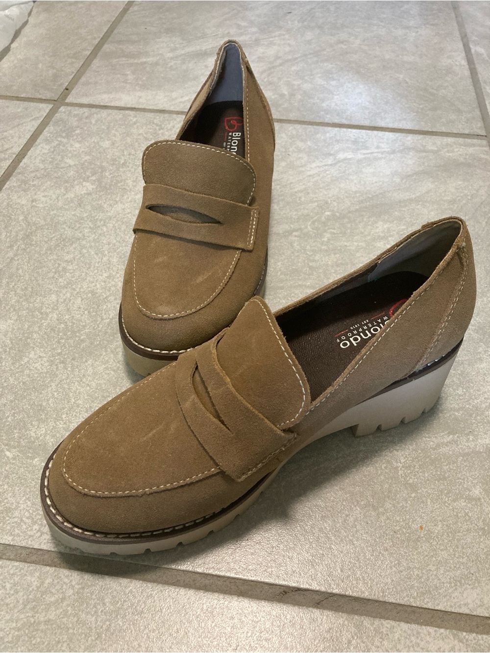 Blondo Suede Penny Loafers in Brown Taupe